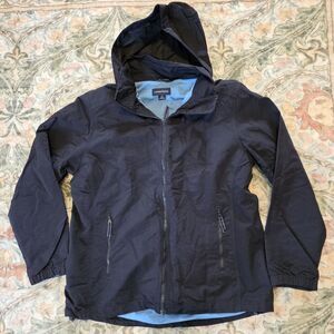 Lands’ End Hooded Jacket Coat Kids Size M  (10-12)  Zip Blue Zip Pockets